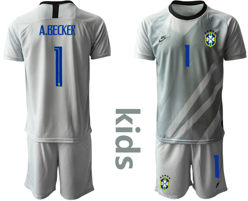 Cheap Youth 2020-2021 Season National team Brazil goalkeeper grey 1 Soccer Jersey